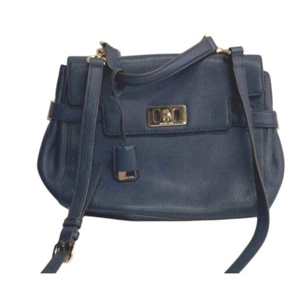 Michael Kors Karson Navy‎ Blue Pebbled Leather Purse
